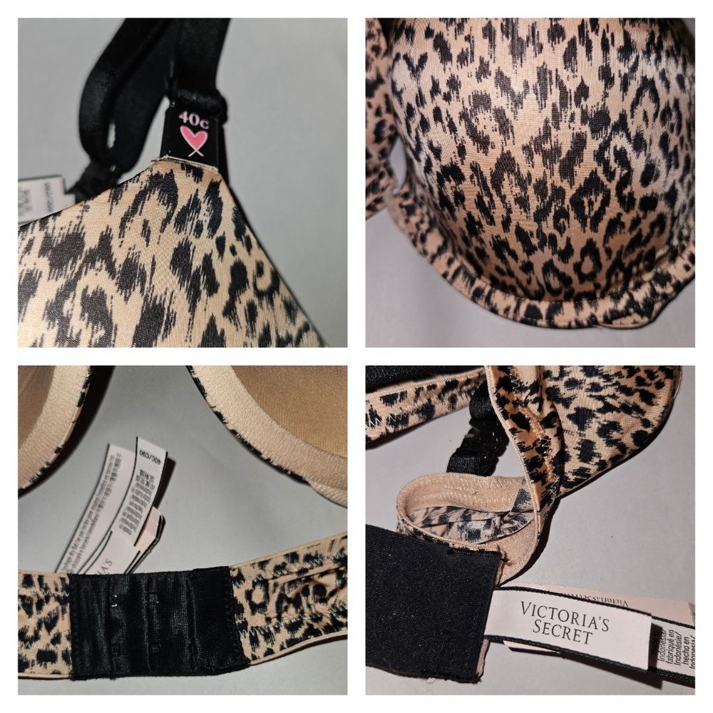 Victoria's Secret Push Up Bra Size 40C Beige Leopard Print New - Picture 6 of 7